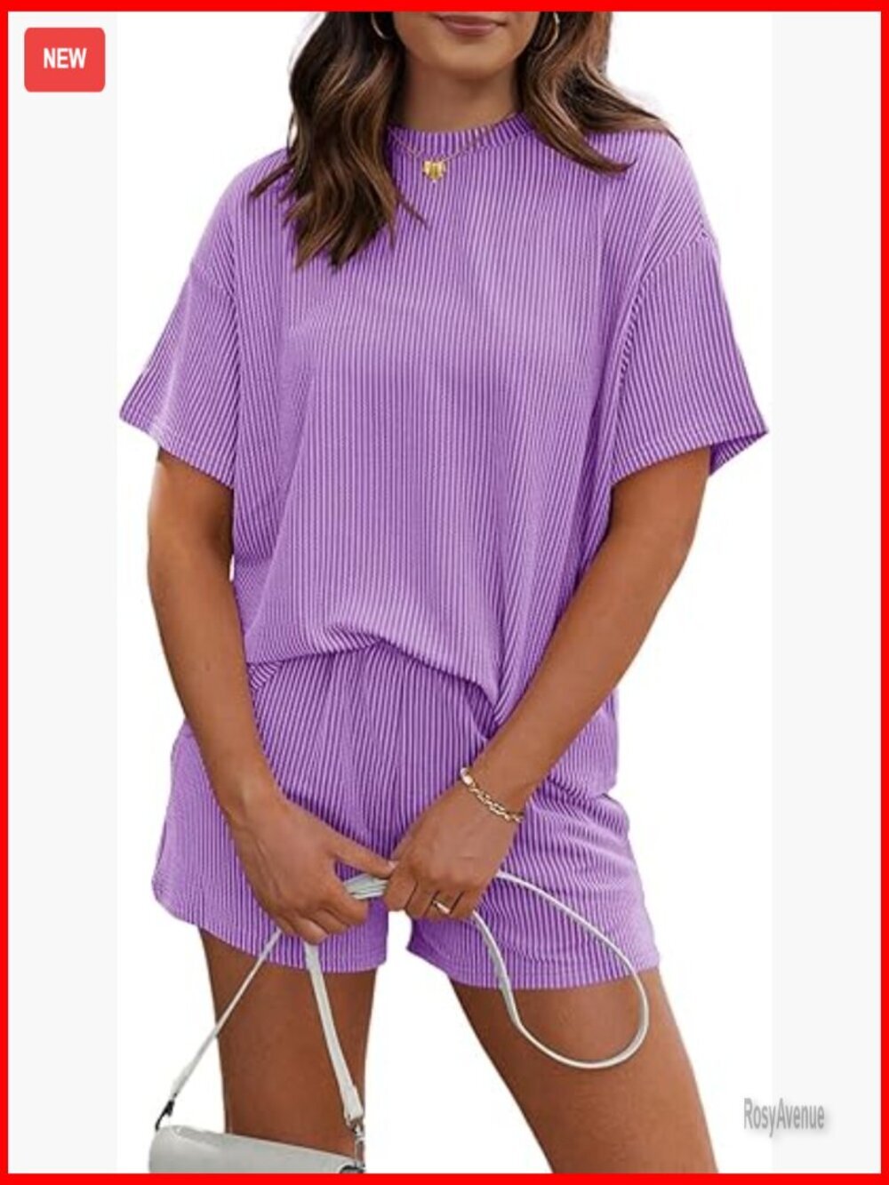 Ribbed Knit Lounge Shorts Set 2 Piece Tracksuit Oversized